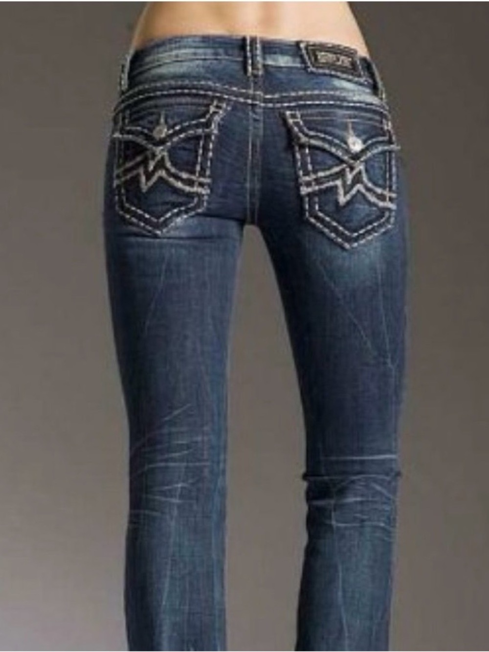 Miss Me Jeans 28 Blue Irene Straight with Embroidered Back Pockets LIKE NEW!